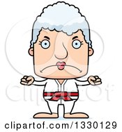 Cartoon Mad Block Headed White Senior Karate Woman