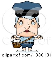 Clipart Of A Cartoon Mad Block Headed White Senior Mail Woman Royalty Free Vector Illustration by Cory Thoman