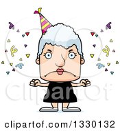 Clipart Of A Cartoon Mad Block Headed White Party Senior Woman Royalty Free Vector Illustration