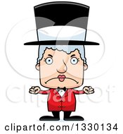 Clipart Of A Cartoon Mad Block Headed White Senior Woman Circus Ringmaster Royalty Free Vector Illustration