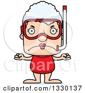 Poster, Art Print Of Cartoon Mad Block Headed White Senior Woman In Snorkel Gear