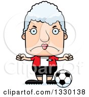 Poster, Art Print Of Cartoon Mad Block Headed White Senior Woman Soccer Player