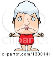 Clipart Of A Cartoon Mad Block Headed White Senior Woman Swimmer Royalty Free Vector Illustration by Cory Thoman