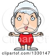 Clipart Of A Cartoon Mad Block Headed White Senior Woman Wrestler Royalty Free Vector Illustration by Cory Thoman