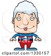 Poster, Art Print Of Cartoon Happy Block Headed White Super Senior Woman