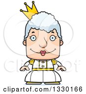 Clipart Of A Cartoon Happy Block Headed White Senior Woman Princess Or Queen Royalty Free Vector Illustration by Cory Thoman
