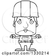Poster, Art Print Of Cartoon Black And White Mad Block Headed White Senior Woman Construction Worker