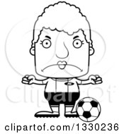 Poster, Art Print Of Cartoon Black And White Mad Block Headed White Senior Woman Soccer Player