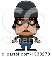 Clipart Of A Cartoon Happy Block Headed Black Woman Robber Royalty Free Vector Illustration by Cory Thoman