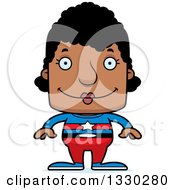 Cartoon Happy Block Headed Black Woman Super Hero