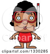 Clipart Of A Cartoon Happy Block Headed Black Woman In Snorkel Gear Royalty Free Vector Illustration by Cory Thoman
