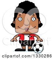 Clipart Of A Cartoon Happy Block Headed Black Woman Soccer Player Royalty Free Vector Illustration