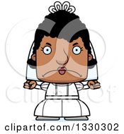 Clipart Of A Cartoon Mad Block Headed Black Woman Bride Royalty Free Vector Illustration