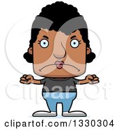 Clipart Of A Cartoon Mad Block Headed Black Casual Woman Royalty Free Vector Illustration by Cory Thoman