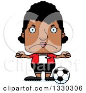 Clipart Of A Cartoon Mad Block Headed Black Woman Soccer Player Royalty Free Vector Illustration