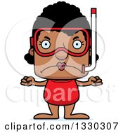 Clipart Of A Cartoon Mad Block Headed Black Woman In Snorkel Gear Royalty Free Vector Illustration by Cory Thoman
