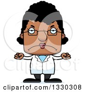 Clipart Of A Cartoon Mad Block Headed Black Woman Science Royalty Free Vector Illustration
