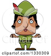 Clipart Of A Cartoon Mad Block Headed Black Robin Hood Woman Royalty Free Vector Illustration