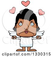 Clipart Of A Cartoon Mad Block Headed Black Woman Cupid Royalty Free Vector Illustration