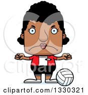Clipart Of A Cartoon Mad Block Headed Black Woman Volleyball Player Royalty Free Vector Illustration
