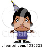 Clipart Of A Cartoon Mad Block Headed Black Woman Wizard Royalty Free Vector Illustration by Cory Thoman
