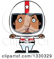 Clipart Of A Cartoon Mad Block Headed Black Woman Race Car Driver Royalty Free Vector Illustration by Cory Thoman