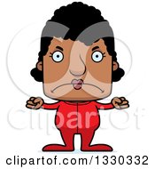 Clipart Of A Cartoon Mad Block Headed Black Woman In Pajamas Royalty Free Vector Illustration by Cory Thoman