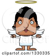 Clipart Of A Cartoon Mad Block Headed Black Woman Angel Royalty Free Vector Illustration