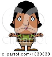 Clipart Of A Cartoon Mad Block Headed Black Woman Hiker Royalty Free Vector Illustration by Cory Thoman