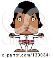 Clipart Of A Cartoon Mad Block Headed Black Karate Woman Royalty Free Vector Illustration by Cory Thoman