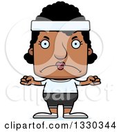 Clipart Of A Cartoon Mad Block Headed Black Fitness Woman Royalty Free Vector Illustration by Cory Thoman
