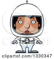 Poster, Art Print Of Cartoon Happy Block Headed Black Woman Astronaut