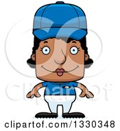 Clipart Of A Cartoon Happy Block Headed Black Woman Baseball Player Royalty Free Vector Illustration by Cory Thoman