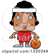 Poster, Art Print Of Cartoon Happy Block Headed Black Woman Basketball Player