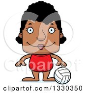 Poster, Art Print Of Cartoon Happy Block Headed Black Woman Beach Volleyball Player