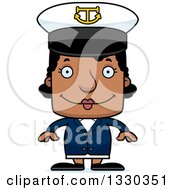 Clipart Of A Cartoon Happy Block Headed Black Woman Boat Captain Royalty Free Vector Illustration by Cory Thoman