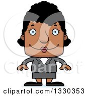 Clipart Of A Cartoon Happy Block Headed Black Woman Royalty Free Vector Illustration