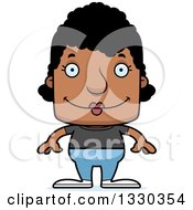 Clipart Of A Cartoon Happy Block Headed Black Casual Woman Royalty Free Vector Illustration by Cory Thoman