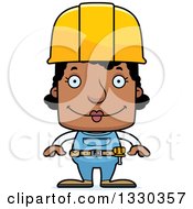Poster, Art Print Of Cartoon Happy Block Headed Black Woman Construction Worker