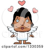 Clipart Of A Cartoon Happy Block Headed Black Woman Cupid Royalty Free Vector Illustration by Cory Thoman