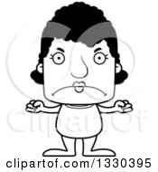 Lineart Clipart Of A Cartoon Black And White Mad Block Headed Black Woman Swimmer Royalty Free Outline Vector Illustration