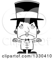 Lineart Clipart Of A Cartoon Black And White Mad Block Headed Black Woman Circus Ringmaster Royalty Free Outline Vector Illustration