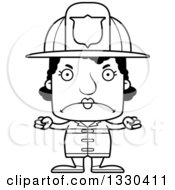 Poster, Art Print Of Cartoon Black And White Mad Block Headed Black Woman Firefighter