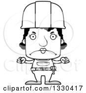 Poster, Art Print Of Cartoon Black And White Mad Block Headed Black Woman Construction Worker