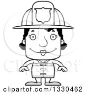 Poster, Art Print Of Cartoon Black And White Happy Block Headed Black Woman Firefighter