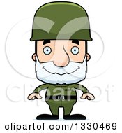 Poster, Art Print Of Cartoon Happy Block Headed White Senior Man Soldier