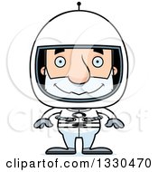 Cartoon Happy Block Headed White Senior Man Astronaut