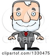 Clipart Of A Cartoon Happy Block Headed White Senior Business Man Royalty Free Vector Illustration