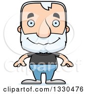 Clipart Of A Cartoon Happy Block Headed White Senior Casual Man Royalty Free Vector Illustration