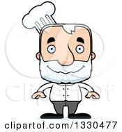 Clipart Of A Cartoon Happy Block Headed White Senior Man Chef Royalty Free Vector Illustration